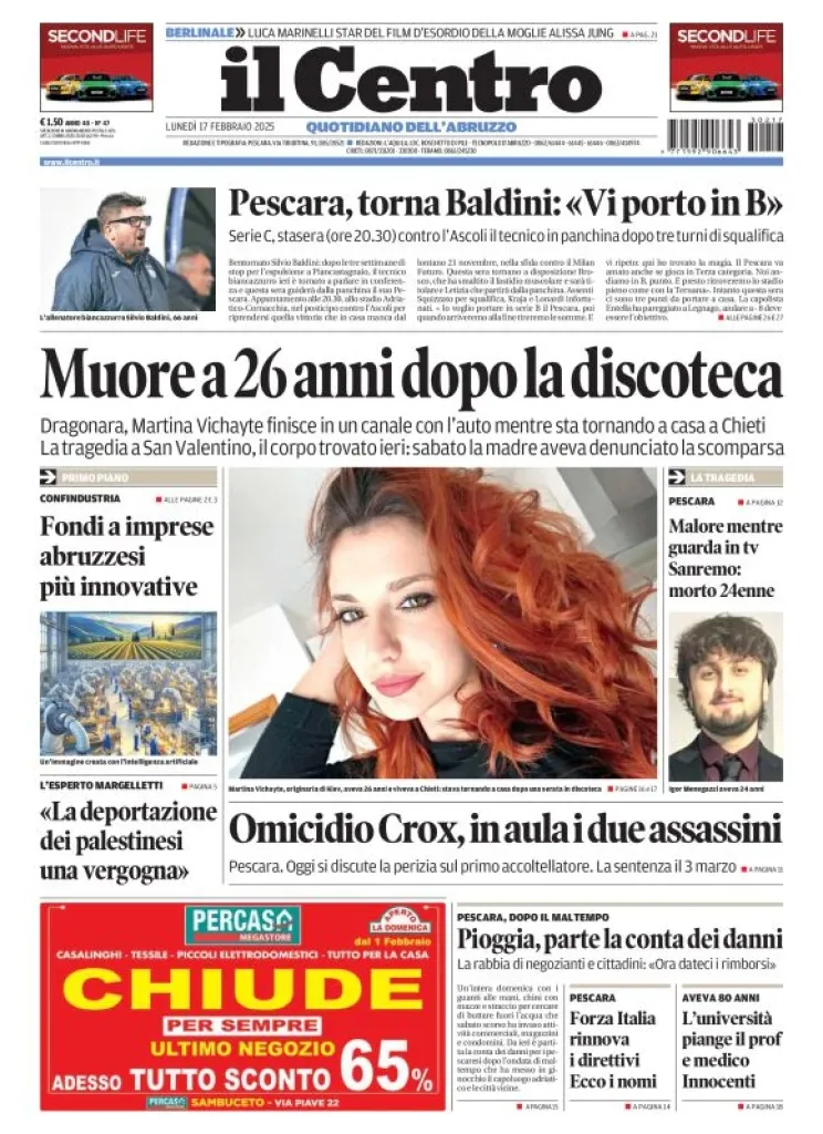 Prima-pagina-il centro-oggi-edizione-del-2025-02-17